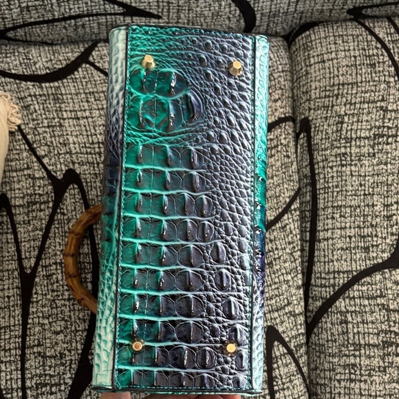 Croc-Embossed Bamboo Handle Satchel + Matching Wallet – New Without Tags - Picture 4 of 4